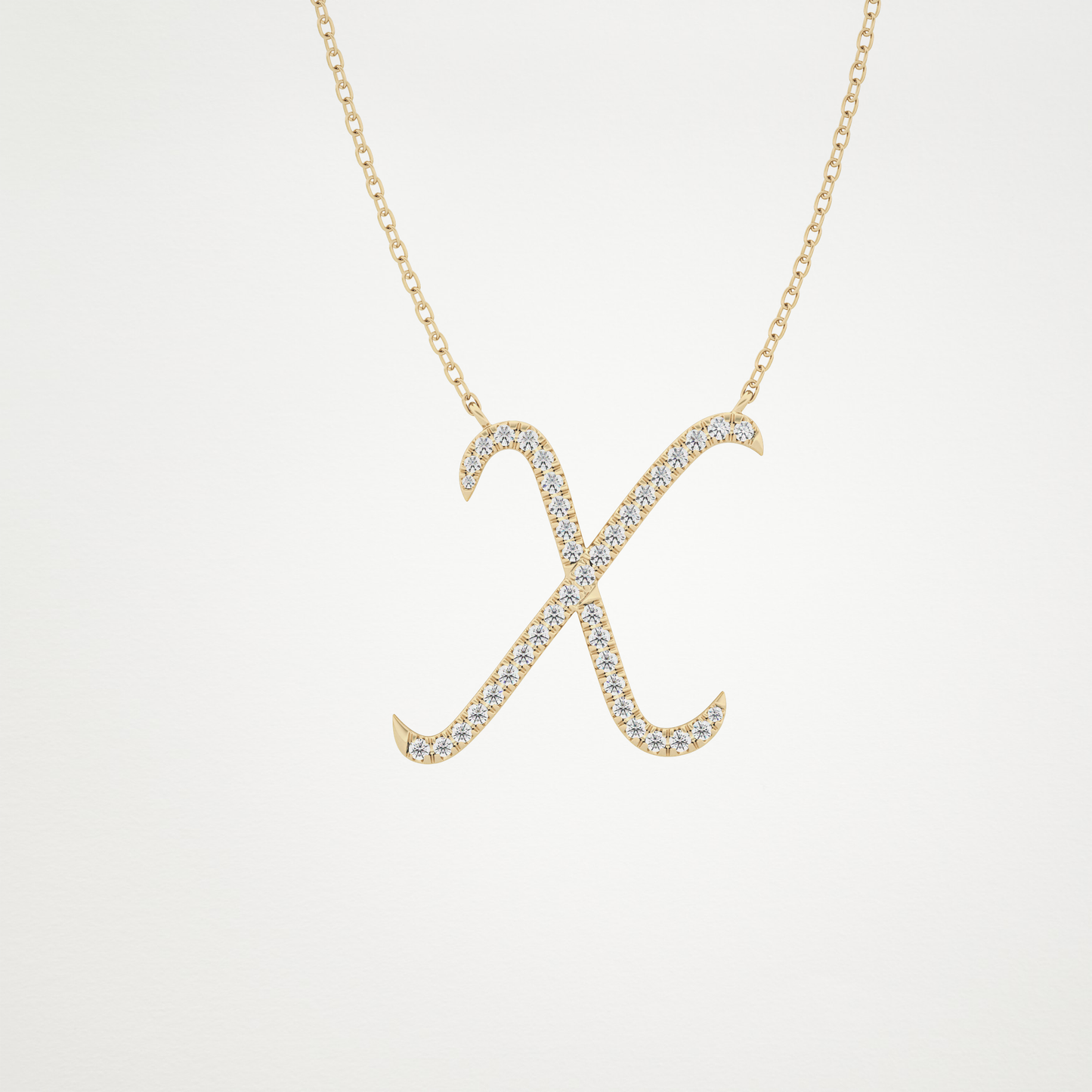 0.133 TCW Round Lab Grown Diamond X Initial Pendant Necklace