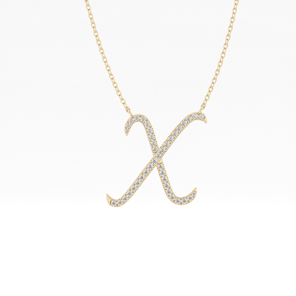 0.133 TCW Round Lab Grown Diamond X Initial Pendant Necklace