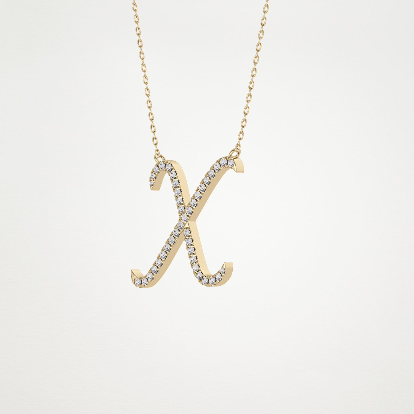 0.133 TCW Round Lab Grown Diamond X Initial Pendant Necklace
