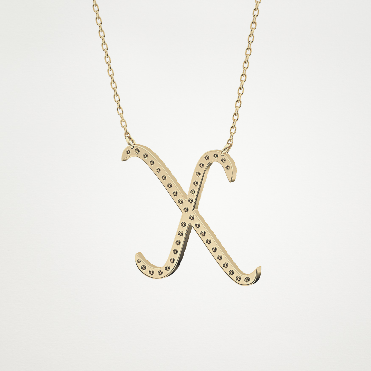 0.133 TCW Round Lab Grown Diamond X Initial Pendant Necklace