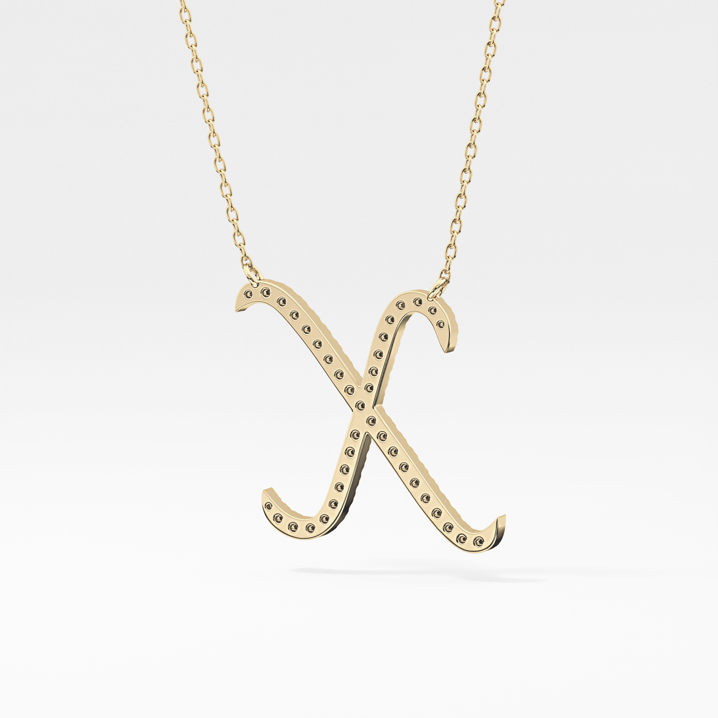 0.133 TCW Round Lab Grown Diamond X Initial Pendant Necklace