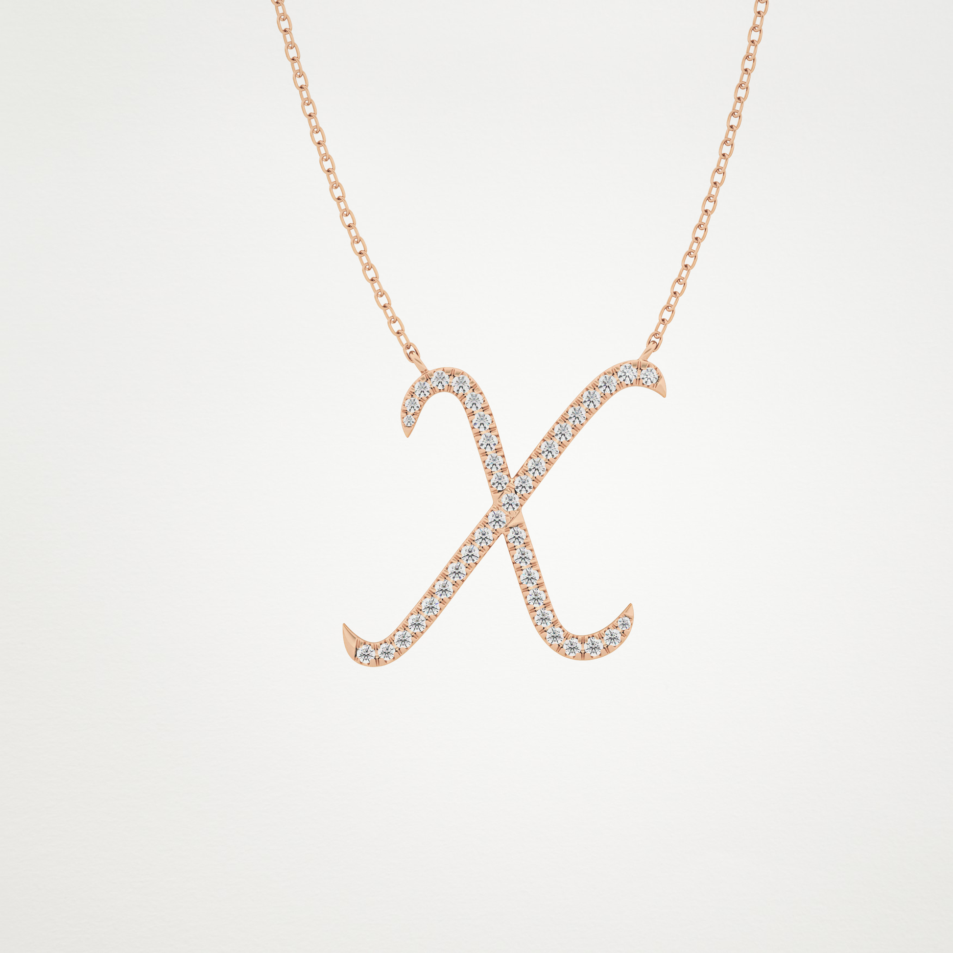 0.133 TCW Round Lab Grown Diamond X Initial Pendant Necklace