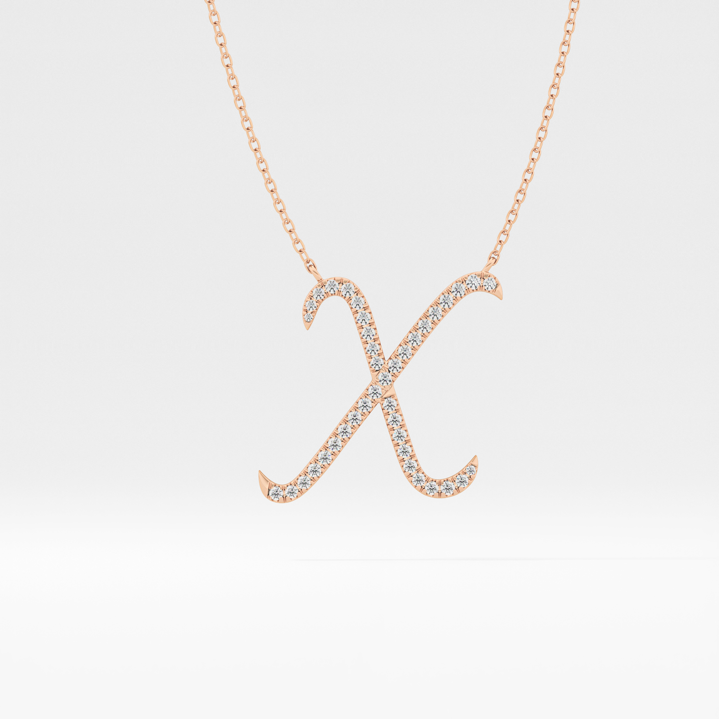 0.133 TCW Round Lab Grown Diamond X Initial Pendant Necklace