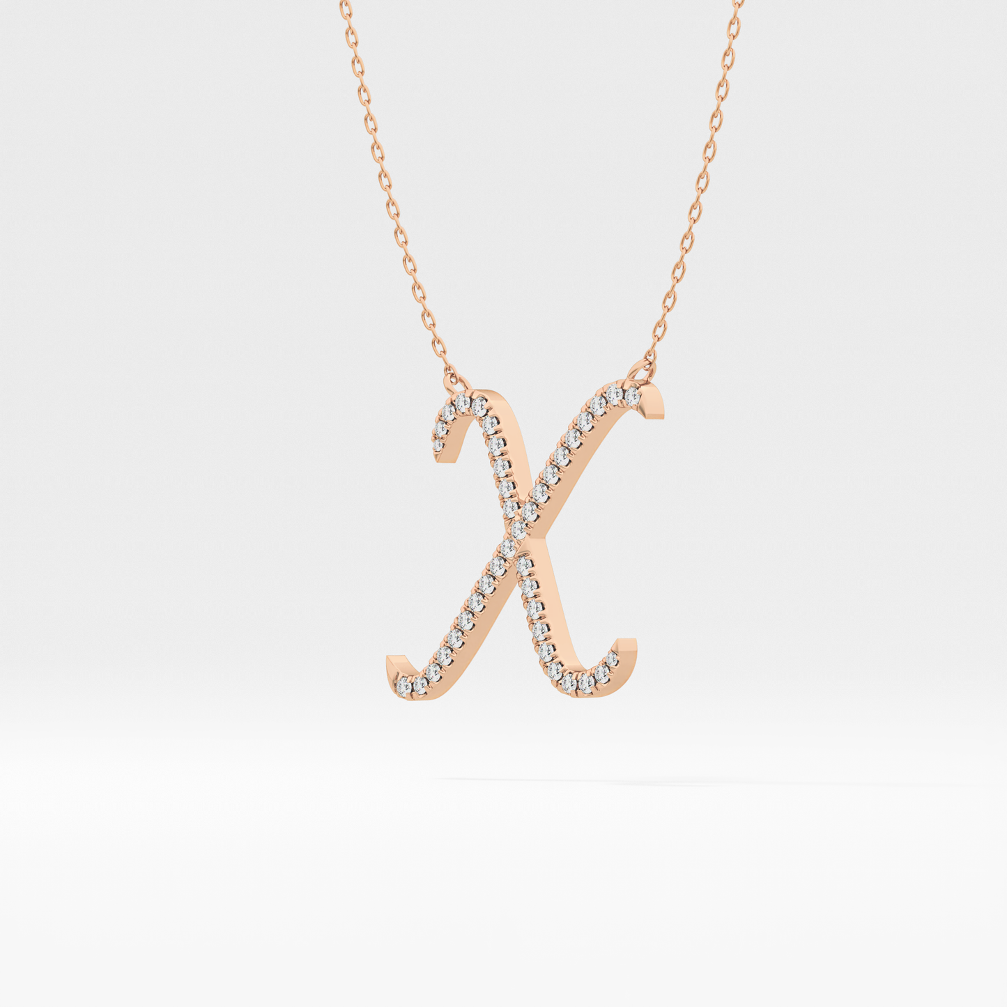 0.133 TCW Round Lab Grown Diamond X Initial Pendant Necklace