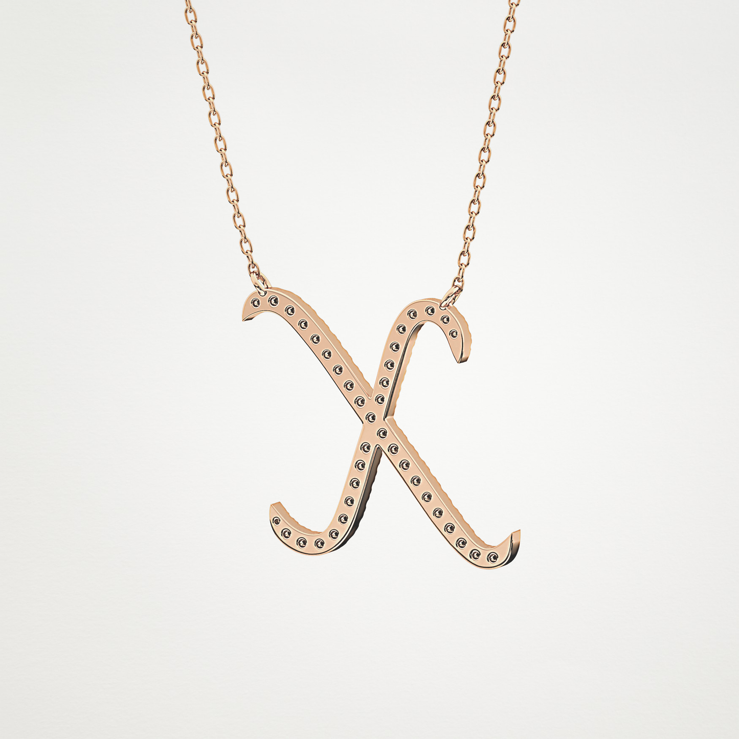 0.133 TCW Round Lab Grown Diamond X Initial Pendant Necklace