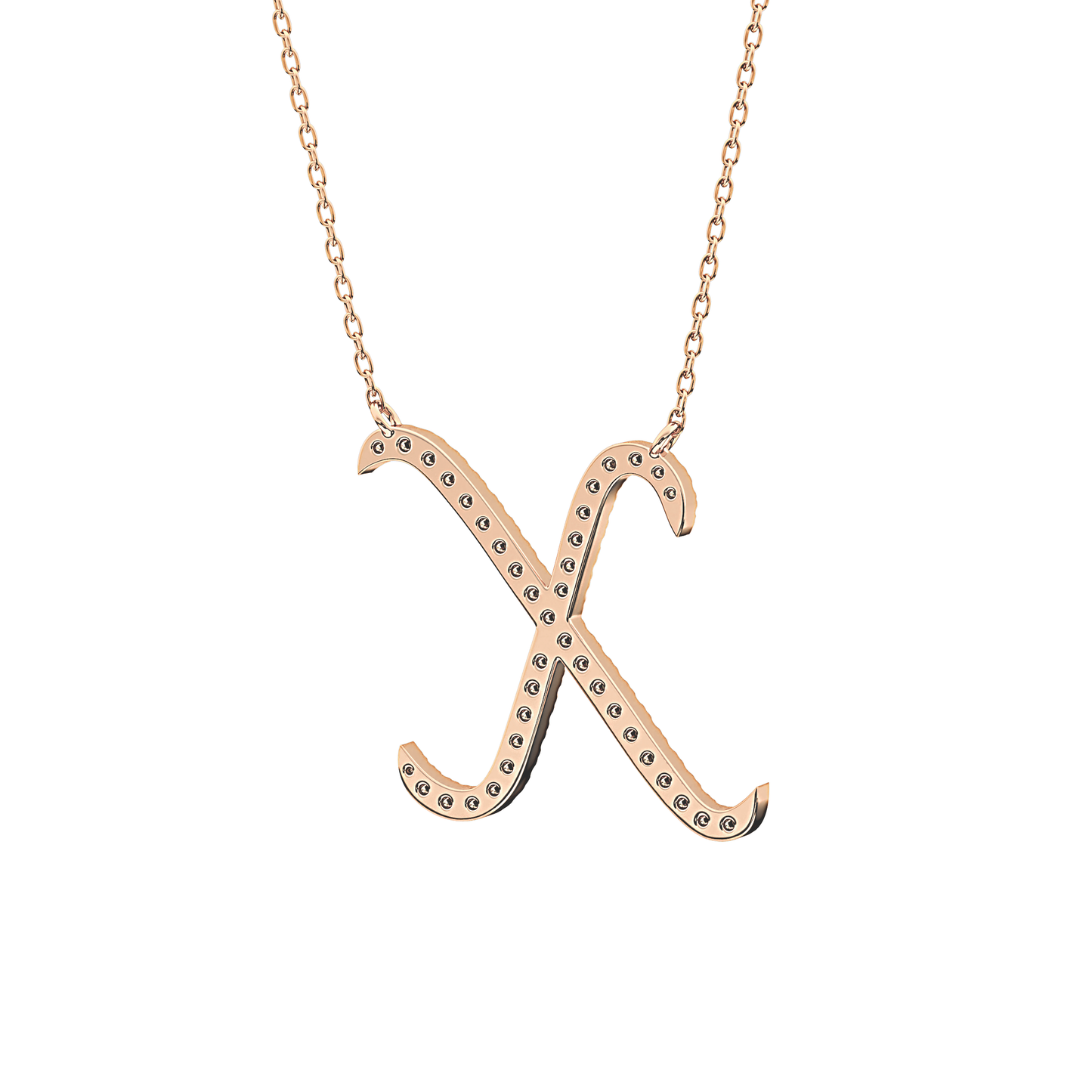 0.133 TCW Round Lab Grown Diamond X Initial Pendant Necklace