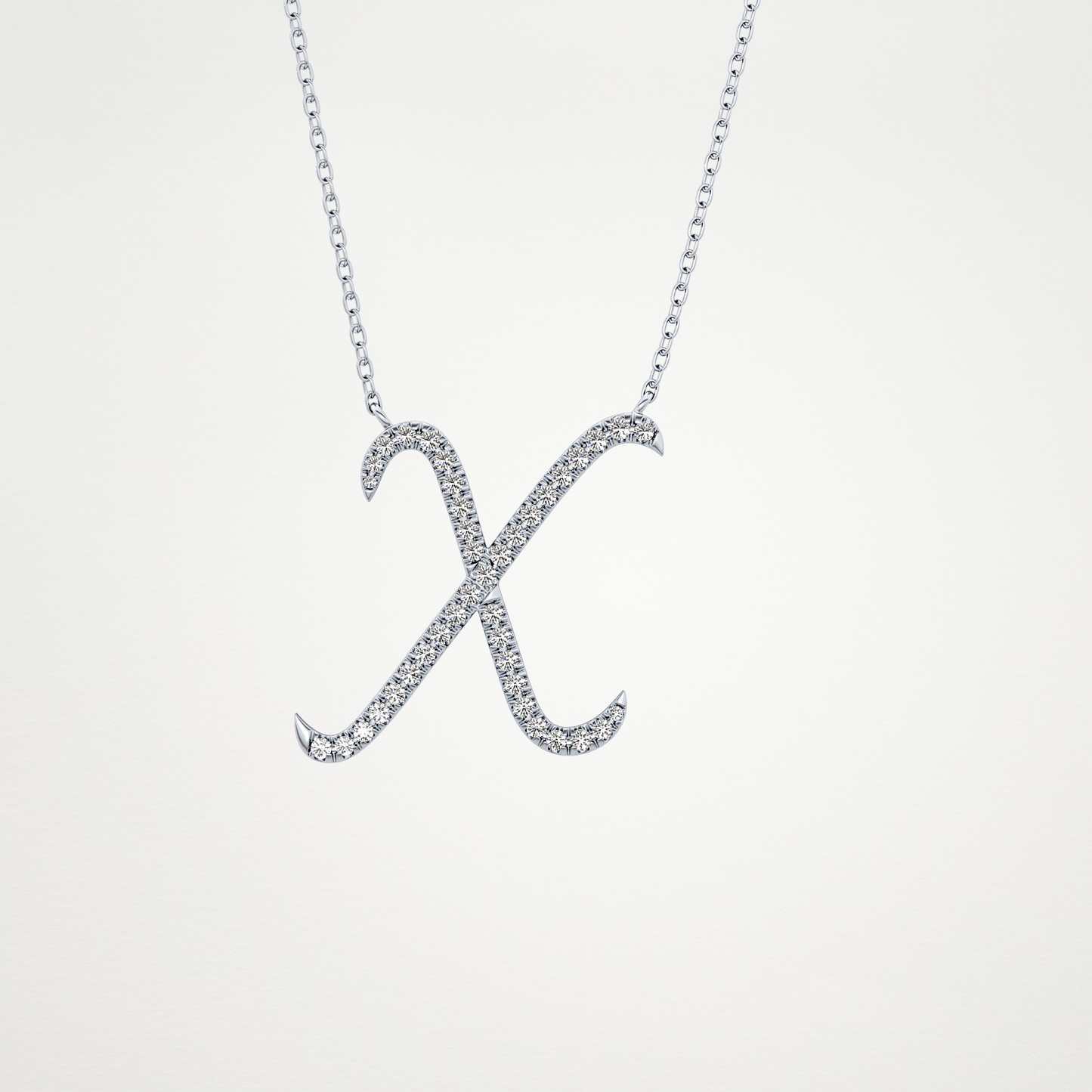 0.133 TCW Round Lab Grown Diamond X Initial Pendant Necklace