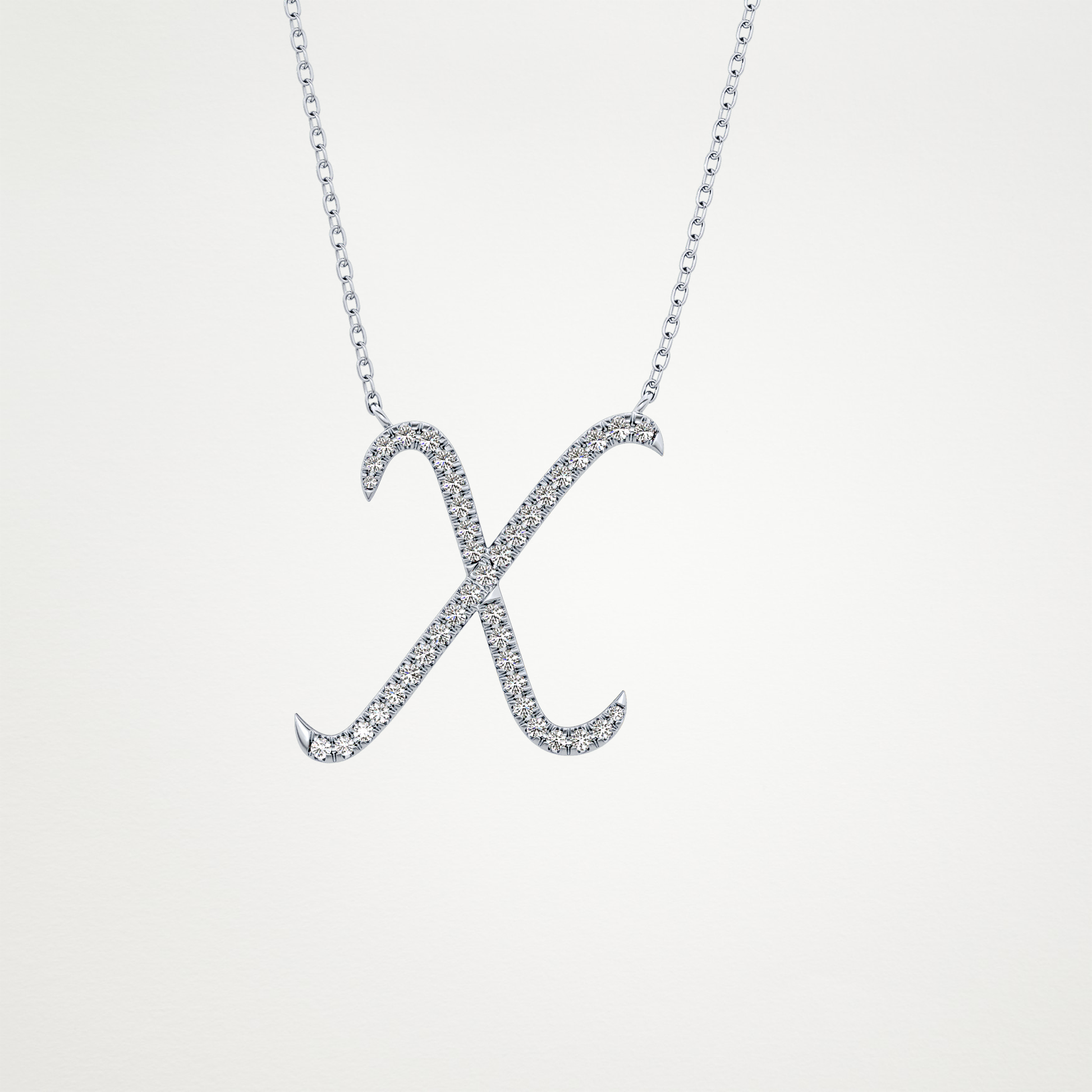 0.133 TCW Round Lab Grown Diamond X Initial Pendant Necklace