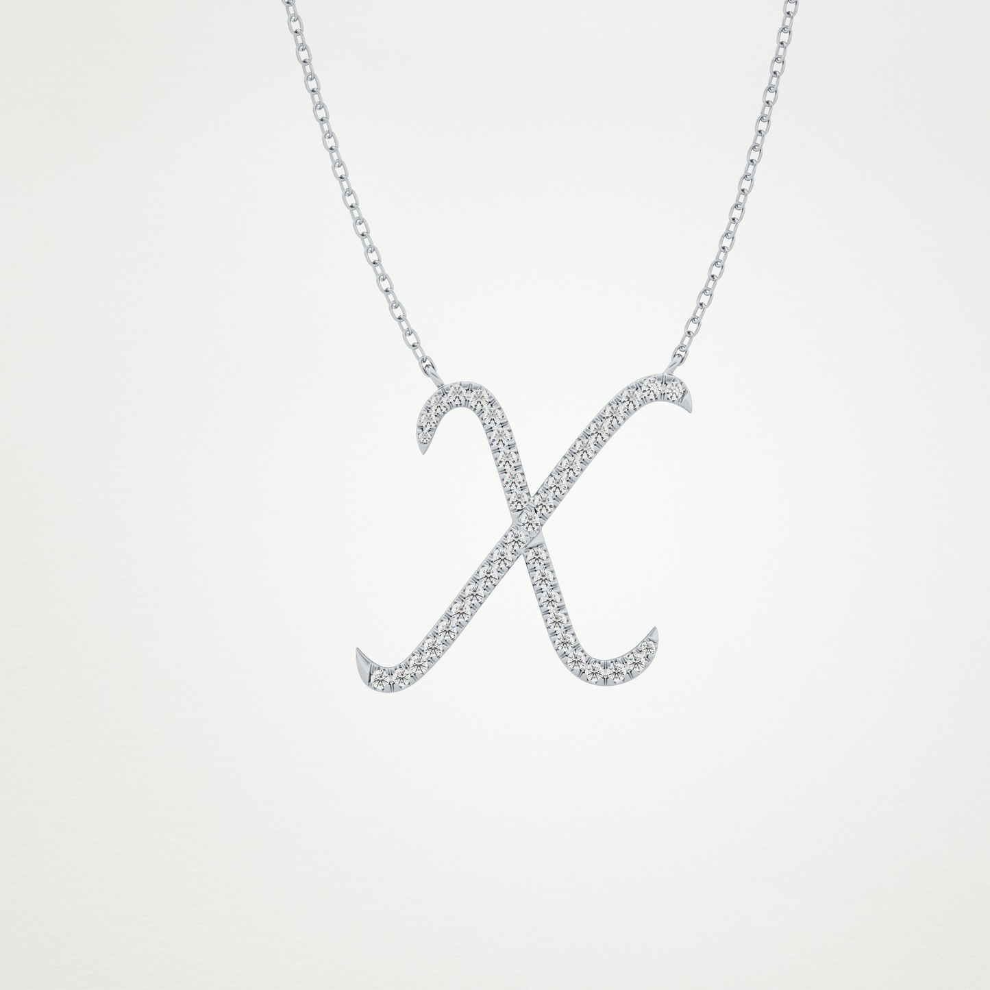 0.133 TCW Round Lab Grown Diamond X Initial Pendant Necklace
