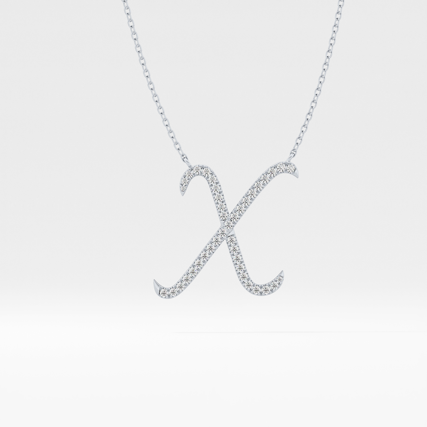 0.133 TCW Round Lab Grown Diamond X Initial Pendant Necklace