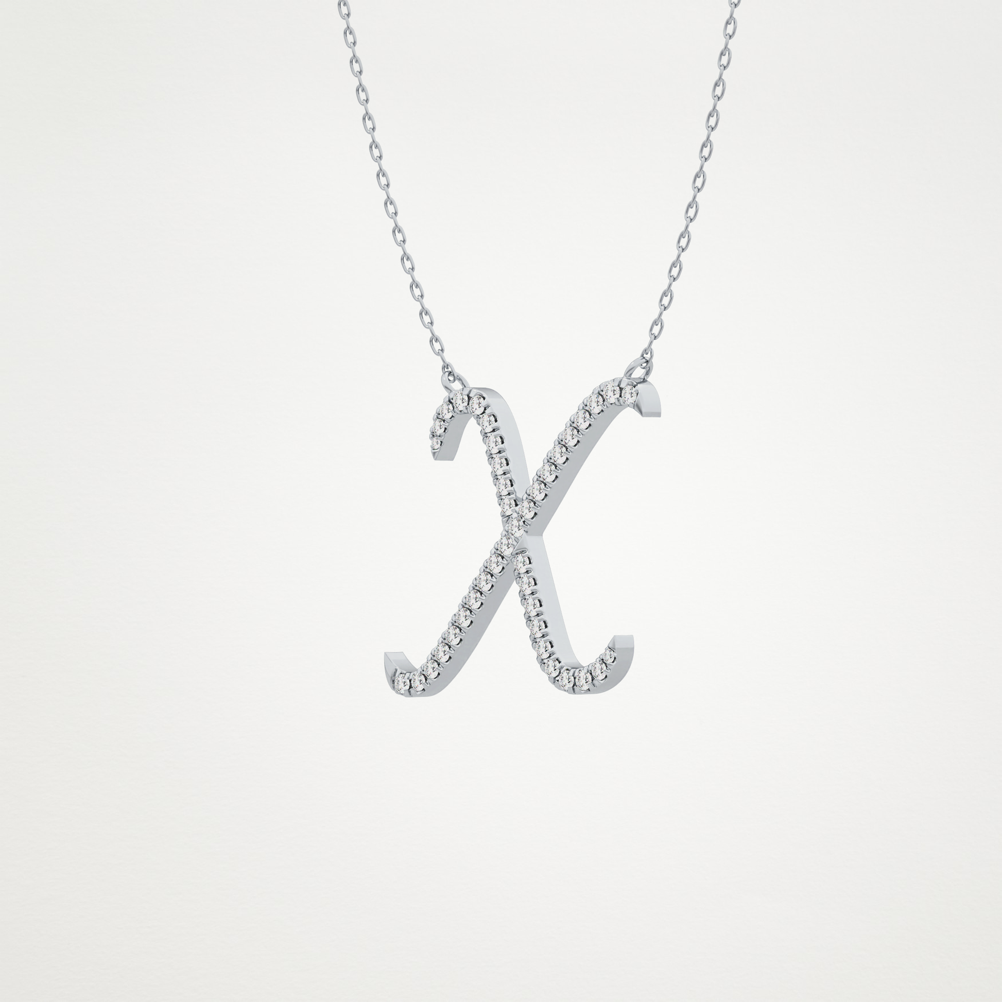 0.133 TCW Round Lab Grown Diamond X Initial Pendant Necklace