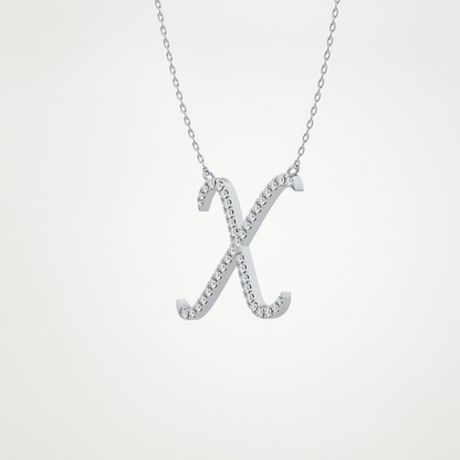 0.133 TCW Round Lab Grown Diamond X Initial Pendant Necklace