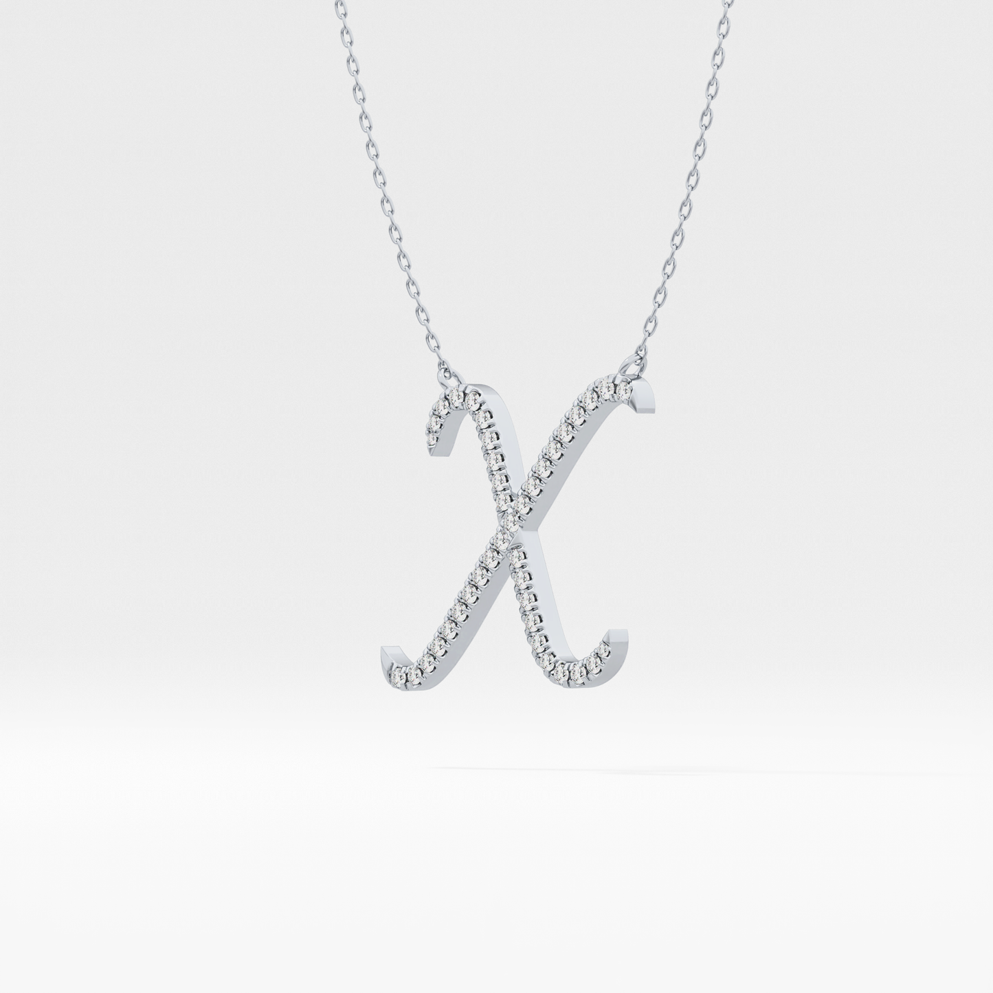 0.133 TCW Round Lab Grown Diamond X Initial Pendant Necklace