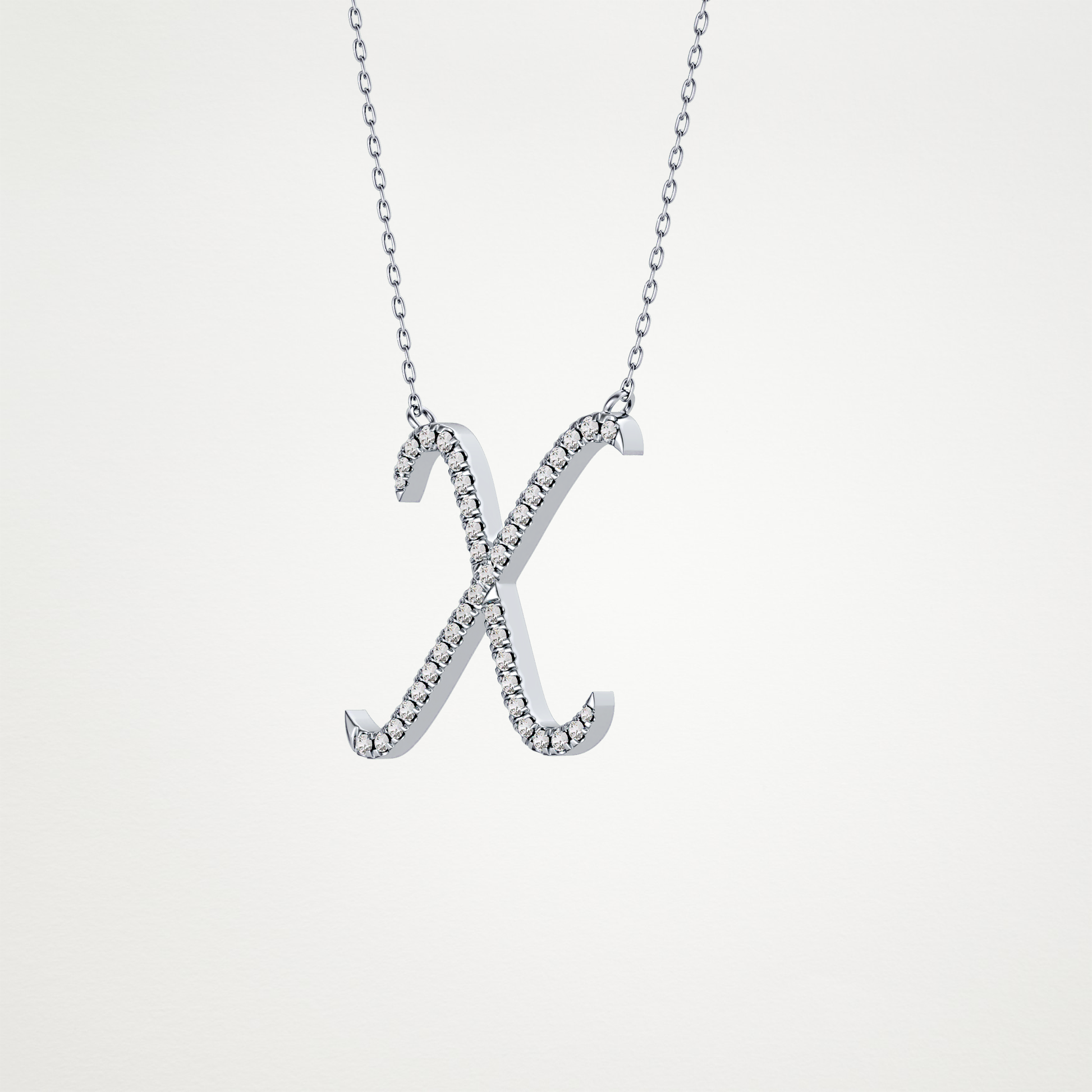 0.133 TCW Round Lab Grown Diamond X Initial Pendant Necklace