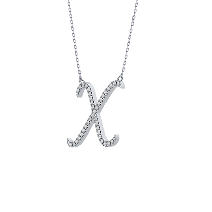 0.133 TCW Round Lab Grown Diamond X Initial Pendant Necklace