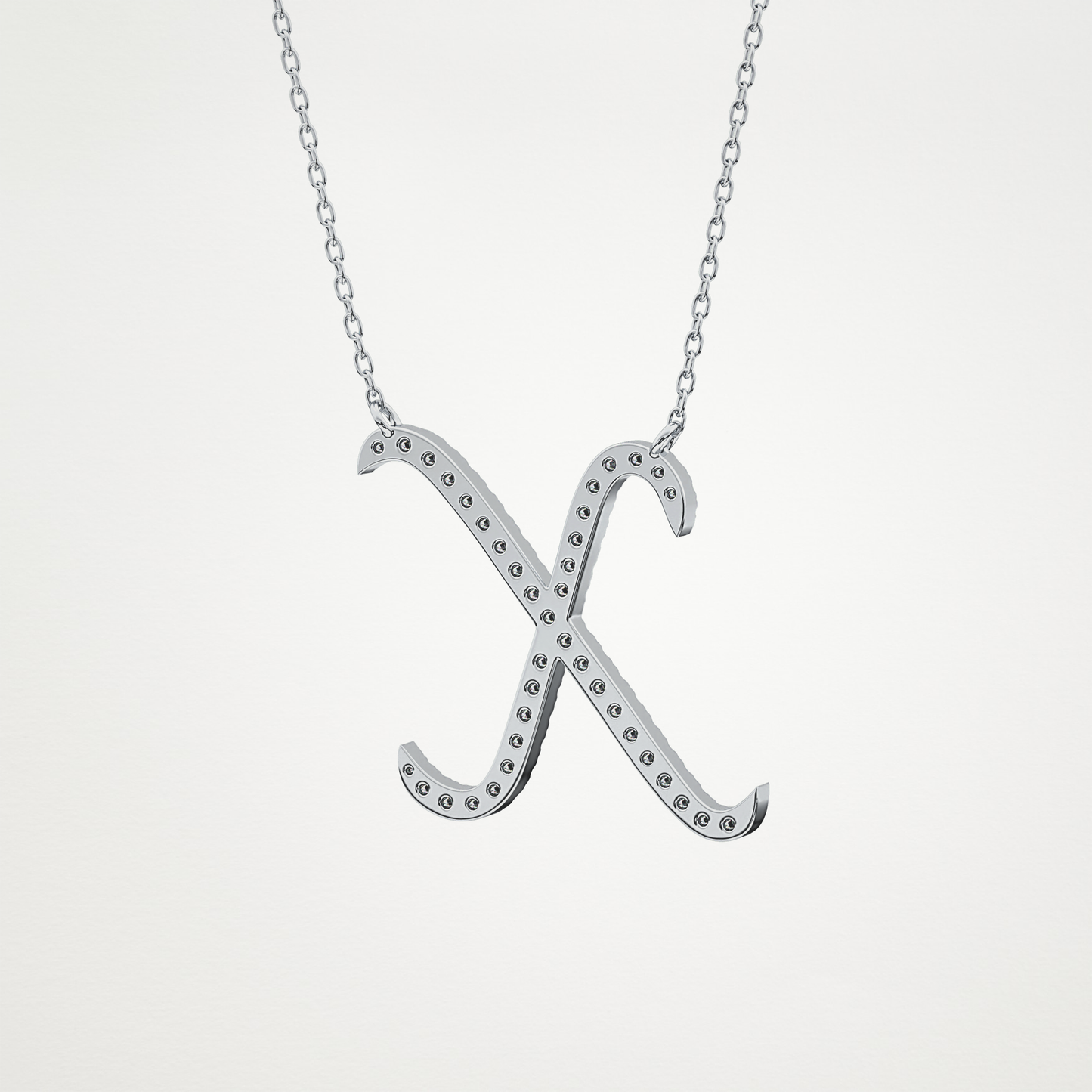 0.133 TCW Round Lab Grown Diamond X Initial Pendant Necklace