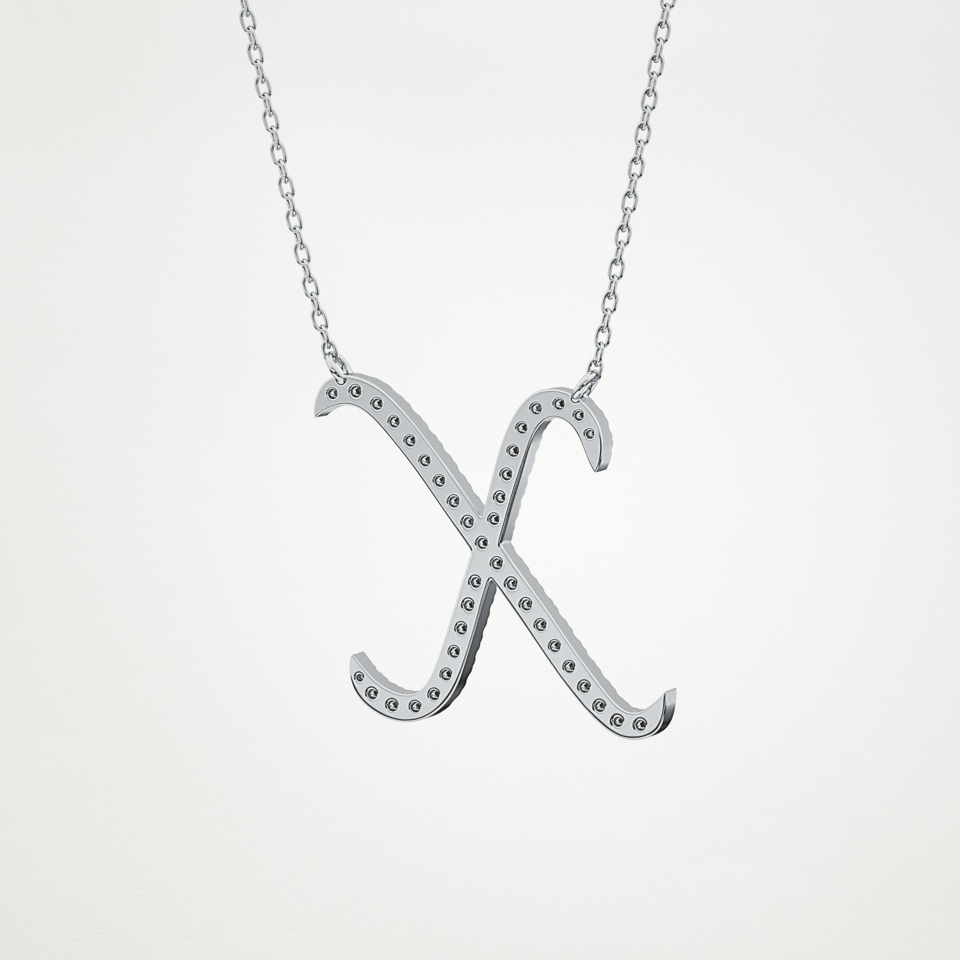 0.133 TCW Round Lab Grown Diamond X Initial Pendant Necklace