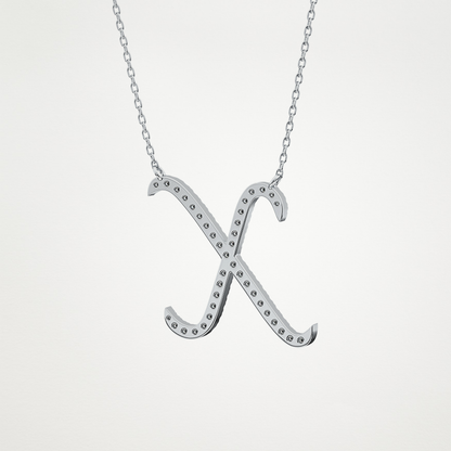0.133 TCW Round Lab Grown Diamond X Initial Pendant Necklace