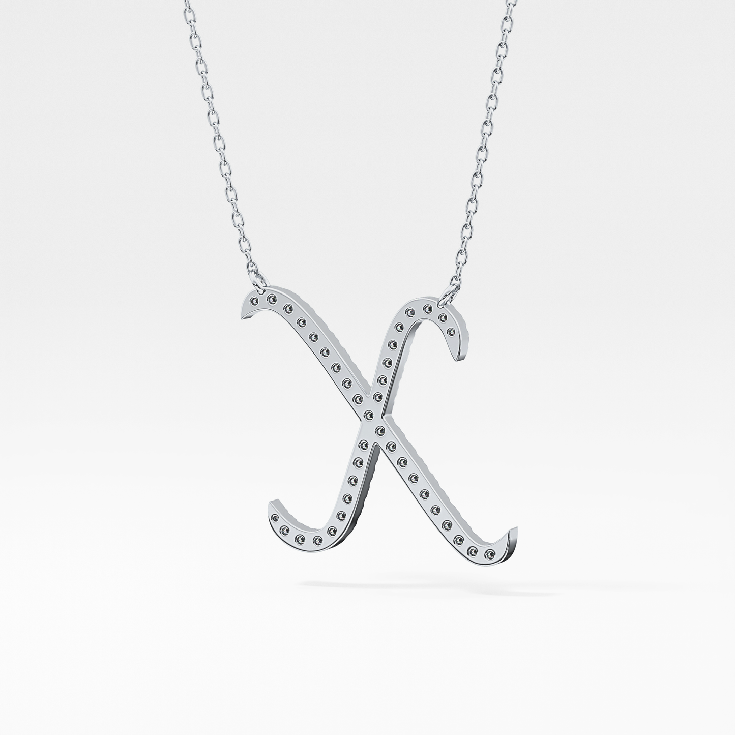 0.133 TCW Round Lab Grown Diamond X Initial Pendant Necklace