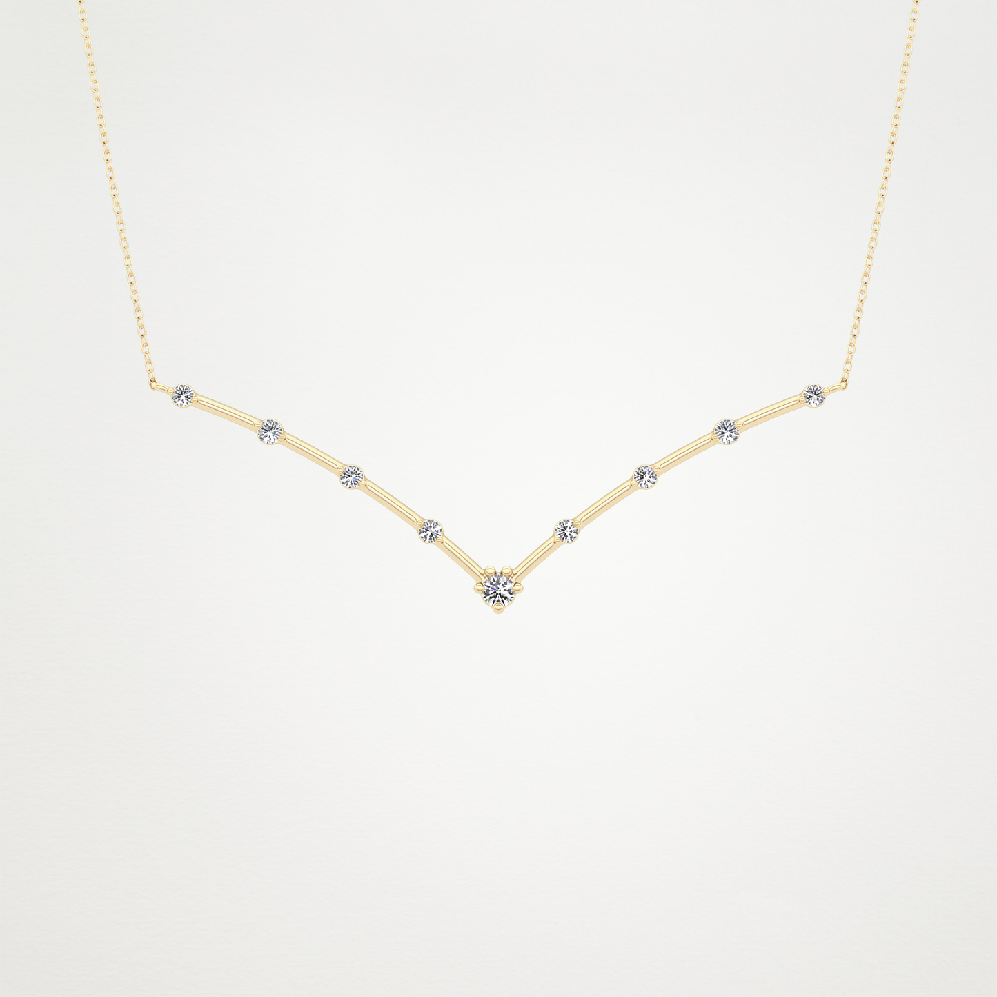 0.33 TCW Round Lab Grown Diamond Multi Stone V-Shaped  Necklace