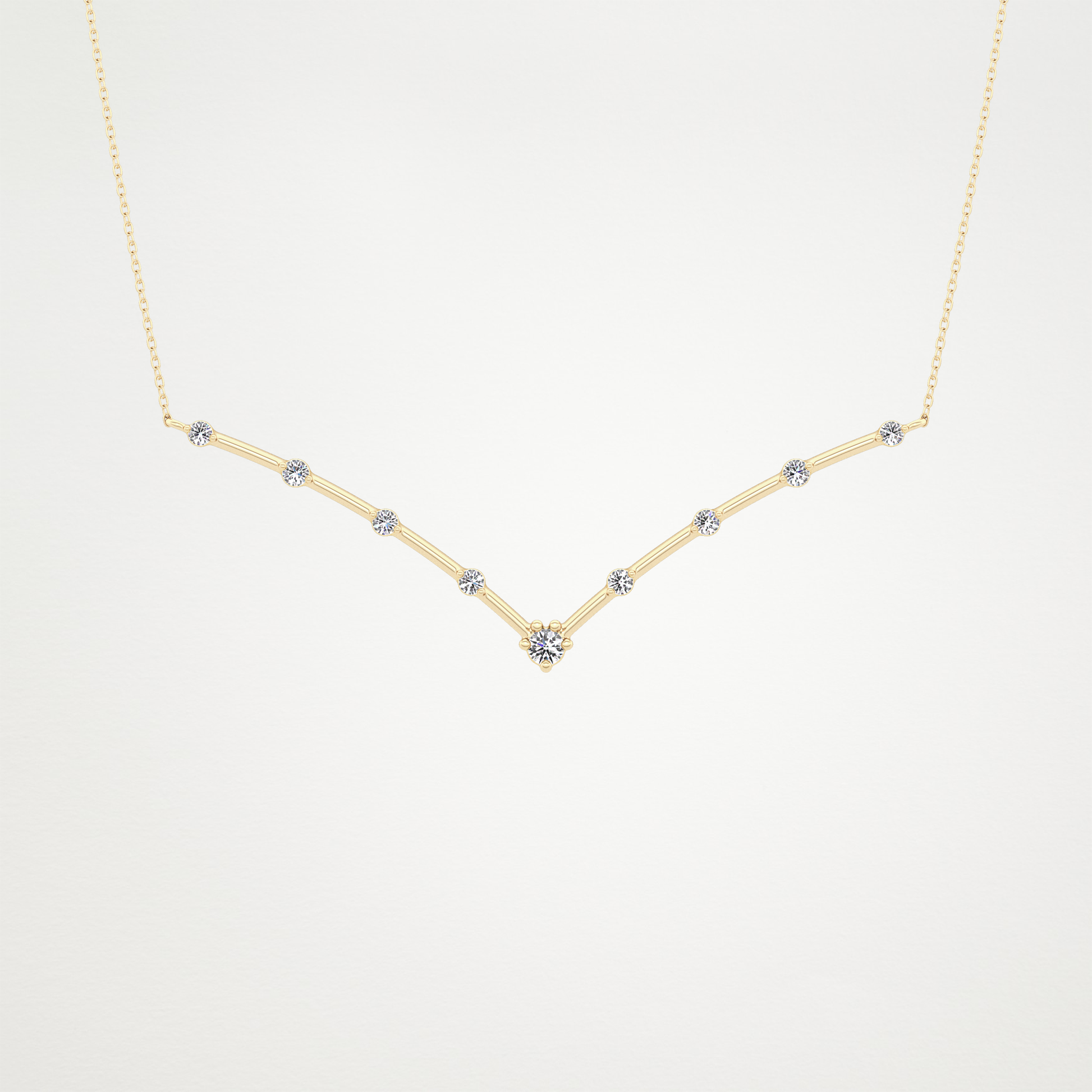 0.33 TCW Round Lab Grown Diamond Multi Stone V-Shaped  Necklace