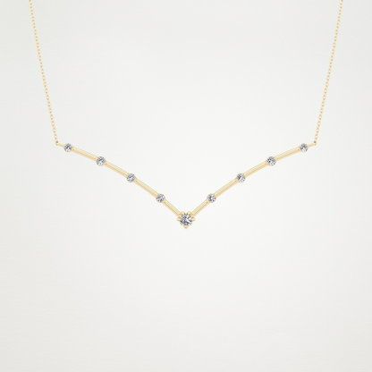 0.33 TCW Round Lab Grown Diamond Multi Stone V-Shaped  Necklace