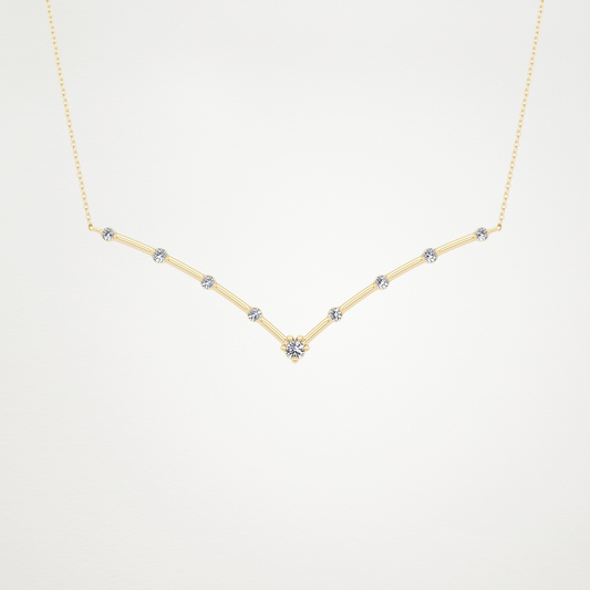 0.33 TCW Round Lab Grown Diamond Multi Stone V-Shaped  Necklace