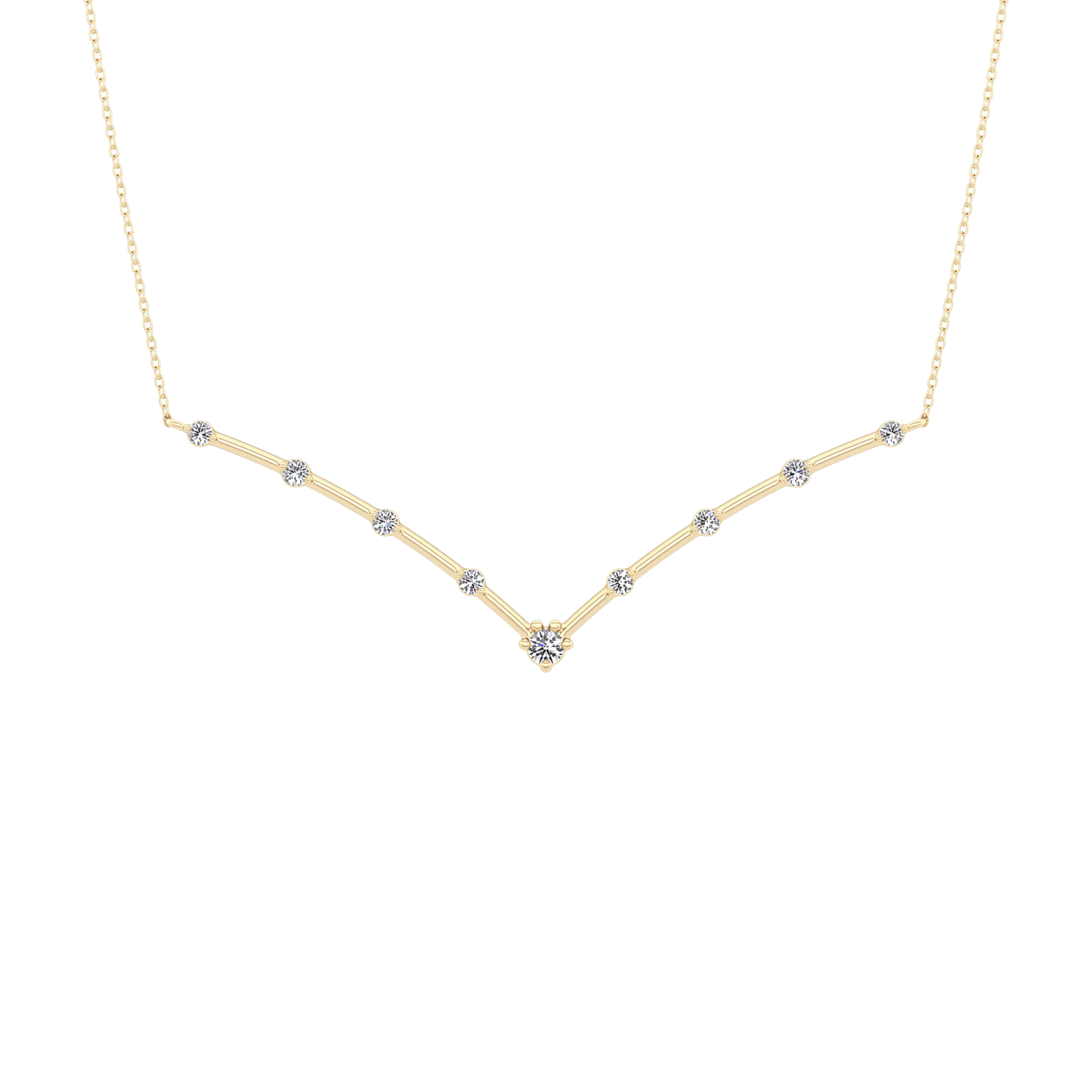 0.33 TCW Round Lab Grown Diamond Multi Stone V-Shaped  Necklace