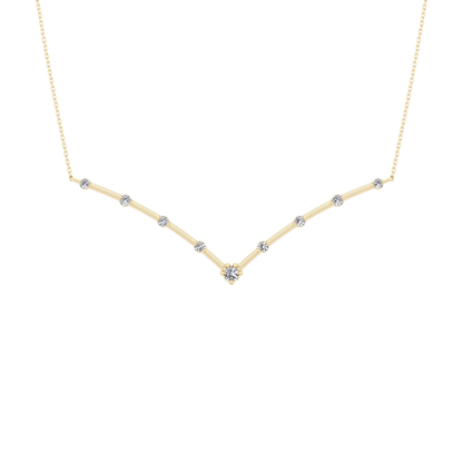 0.33 TCW Round Lab Grown Diamond Multi Stone V-Shaped  Necklace