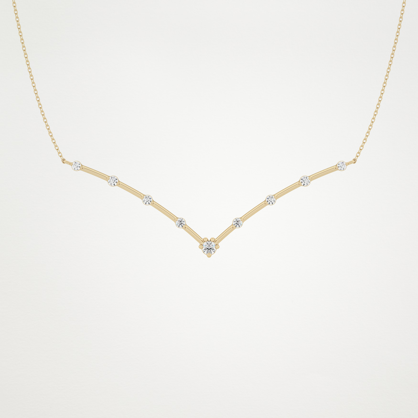 0.33 TCW Round Lab Grown Diamond Multi Stone V-Shaped  Necklace