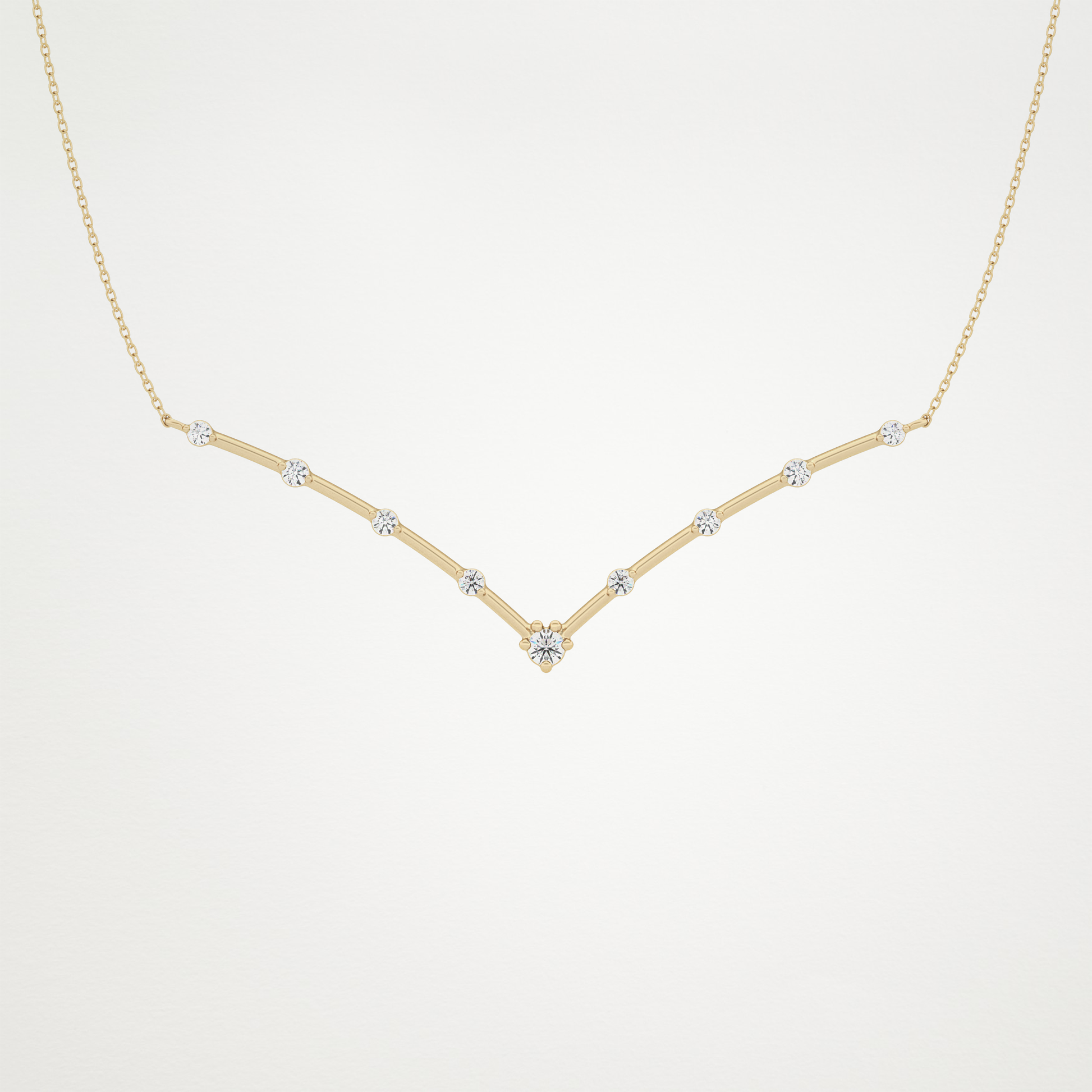 0.33 TCW Round Lab Grown Diamond Multi Stone V-Shaped  Necklace