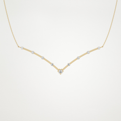 0.33 TCW Round Lab Grown Diamond Multi Stone V-Shaped  Necklace