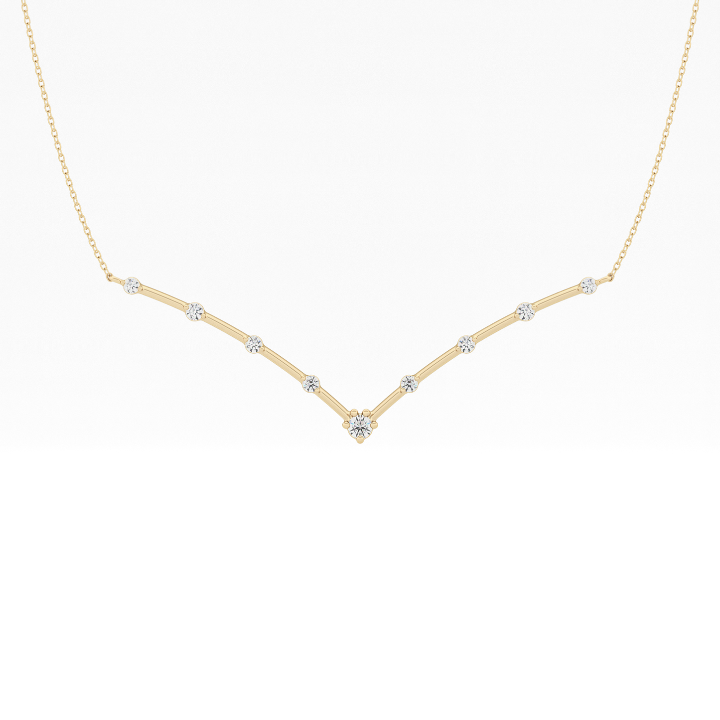 0.33 TCW Round Lab Grown Diamond Multi Stone V-Shaped  Necklace