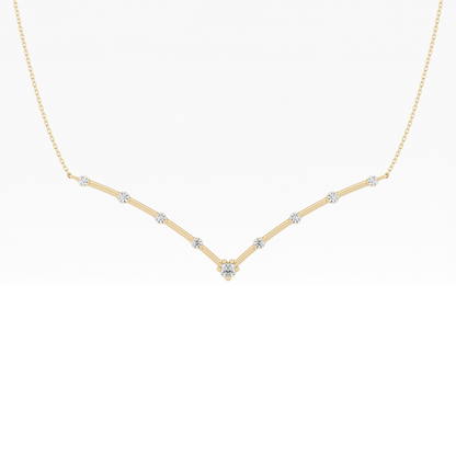 0.33 TCW Round Lab Grown Diamond Multi Stone V-Shaped  Necklace