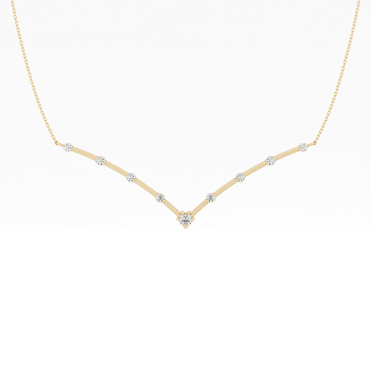 0.33 TCW Round Lab Grown Diamond Multi Stone V-Shaped  Necklace