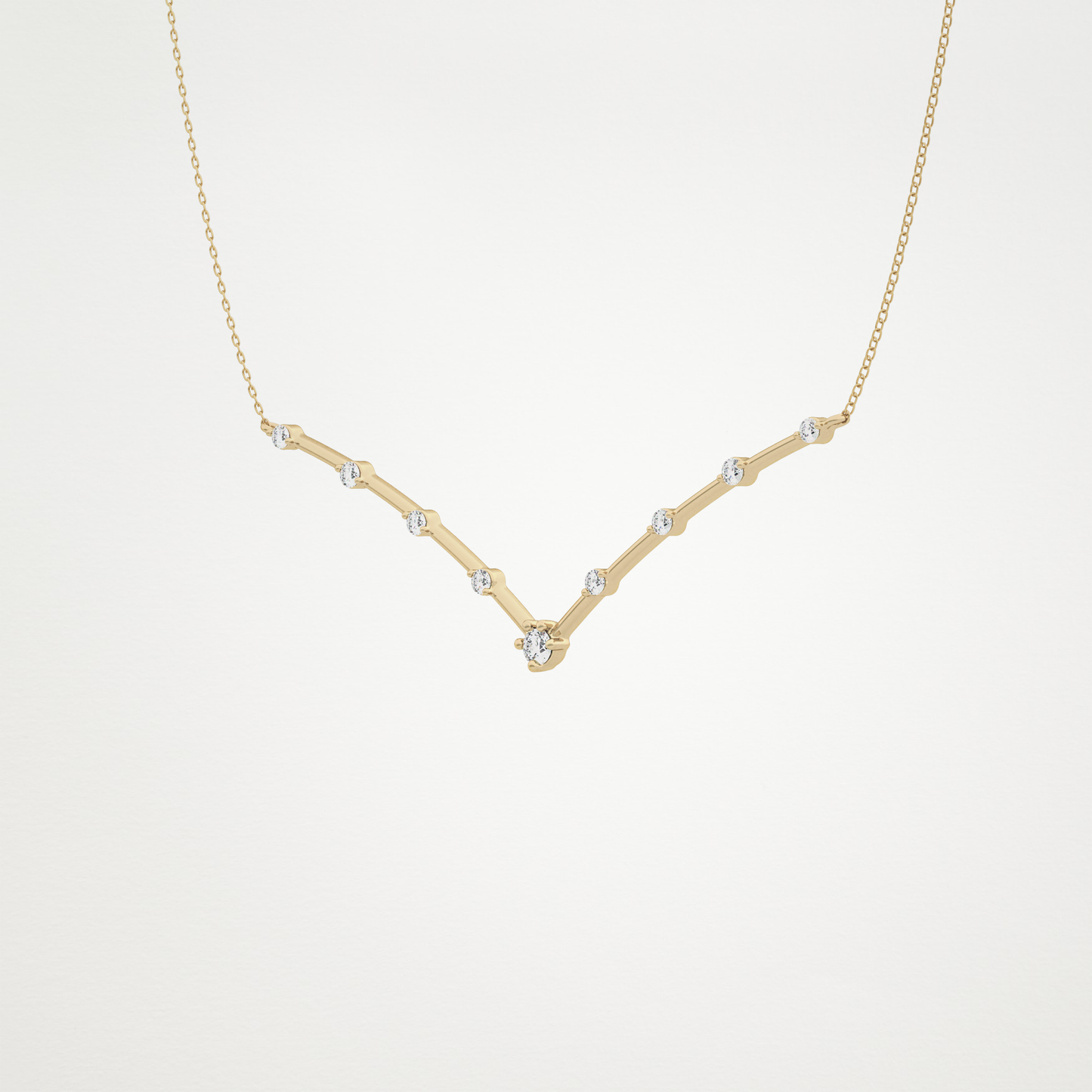 0.33 TCW Round Lab Grown Diamond Multi Stone V-Shaped  Necklace