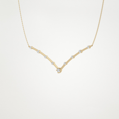 0.33 TCW Round Lab Grown Diamond Multi Stone V-Shaped  Necklace