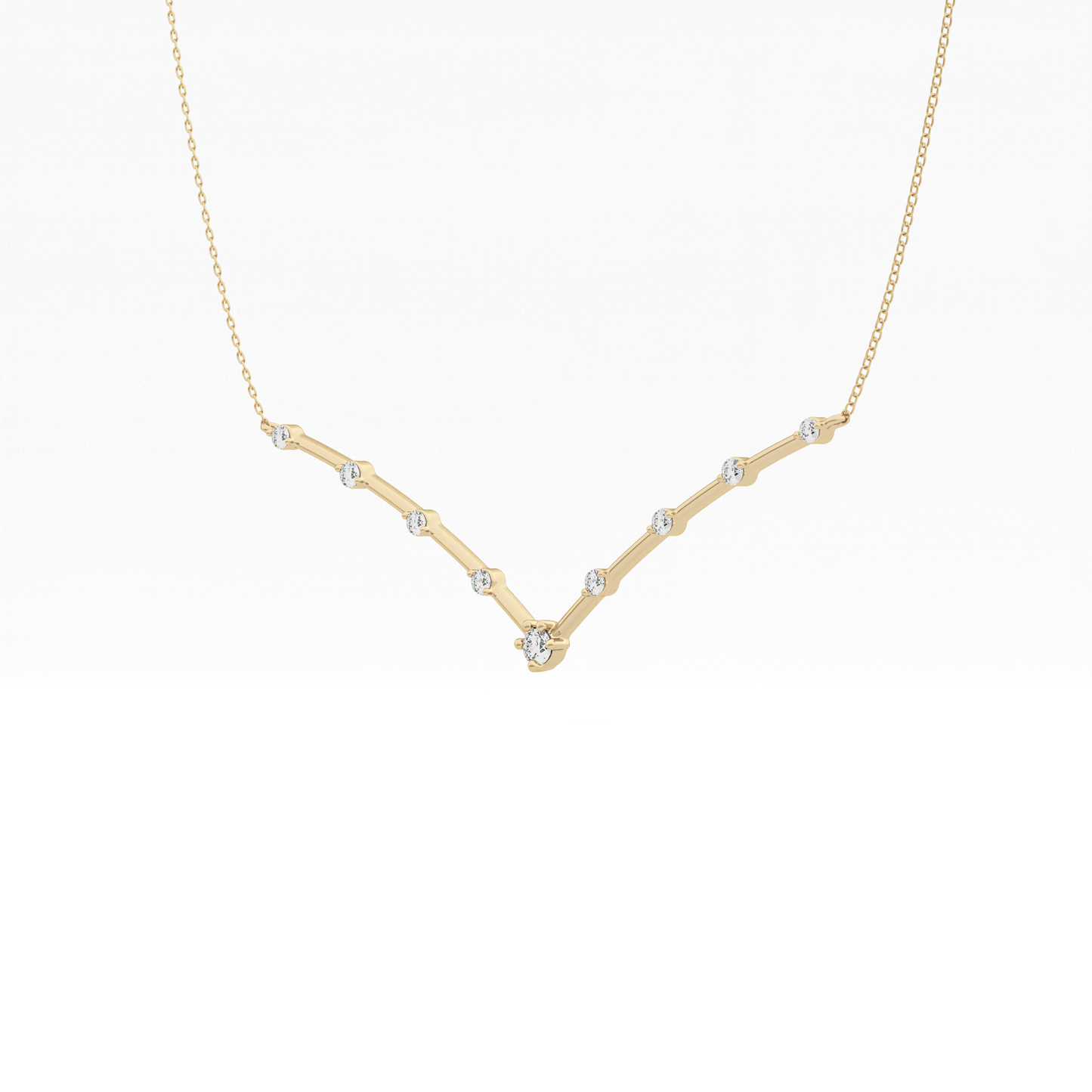 0.33 TCW Round Lab Grown Diamond Multi Stone V-Shaped  Necklace