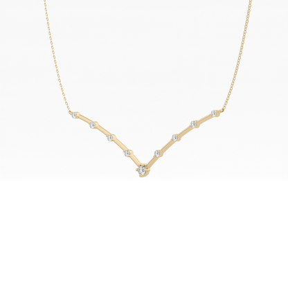 0.33 TCW Round Lab Grown Diamond Multi Stone V-Shaped  Necklace