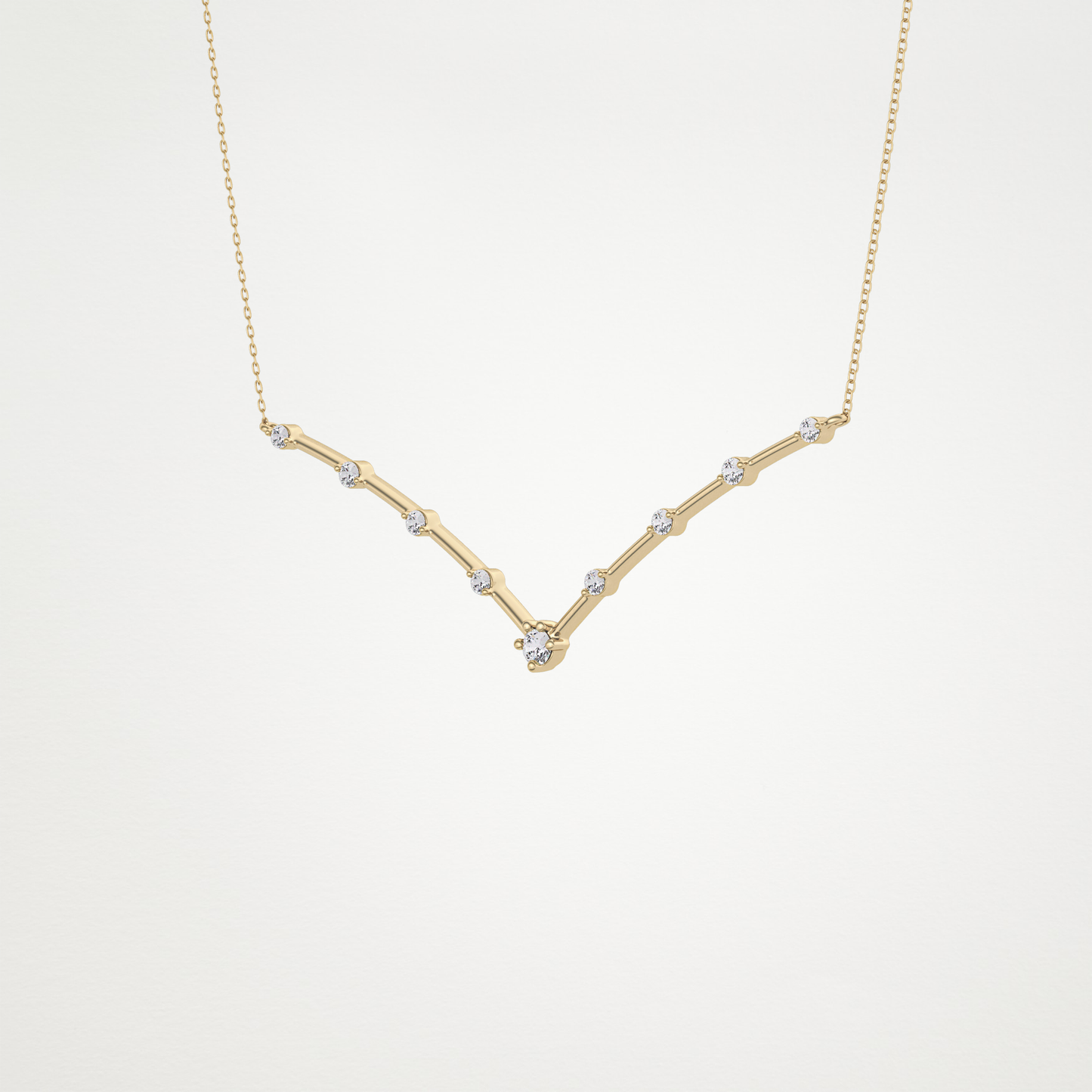 0.33 TCW Round Lab Grown Diamond Multi Stone V-Shaped  Necklace