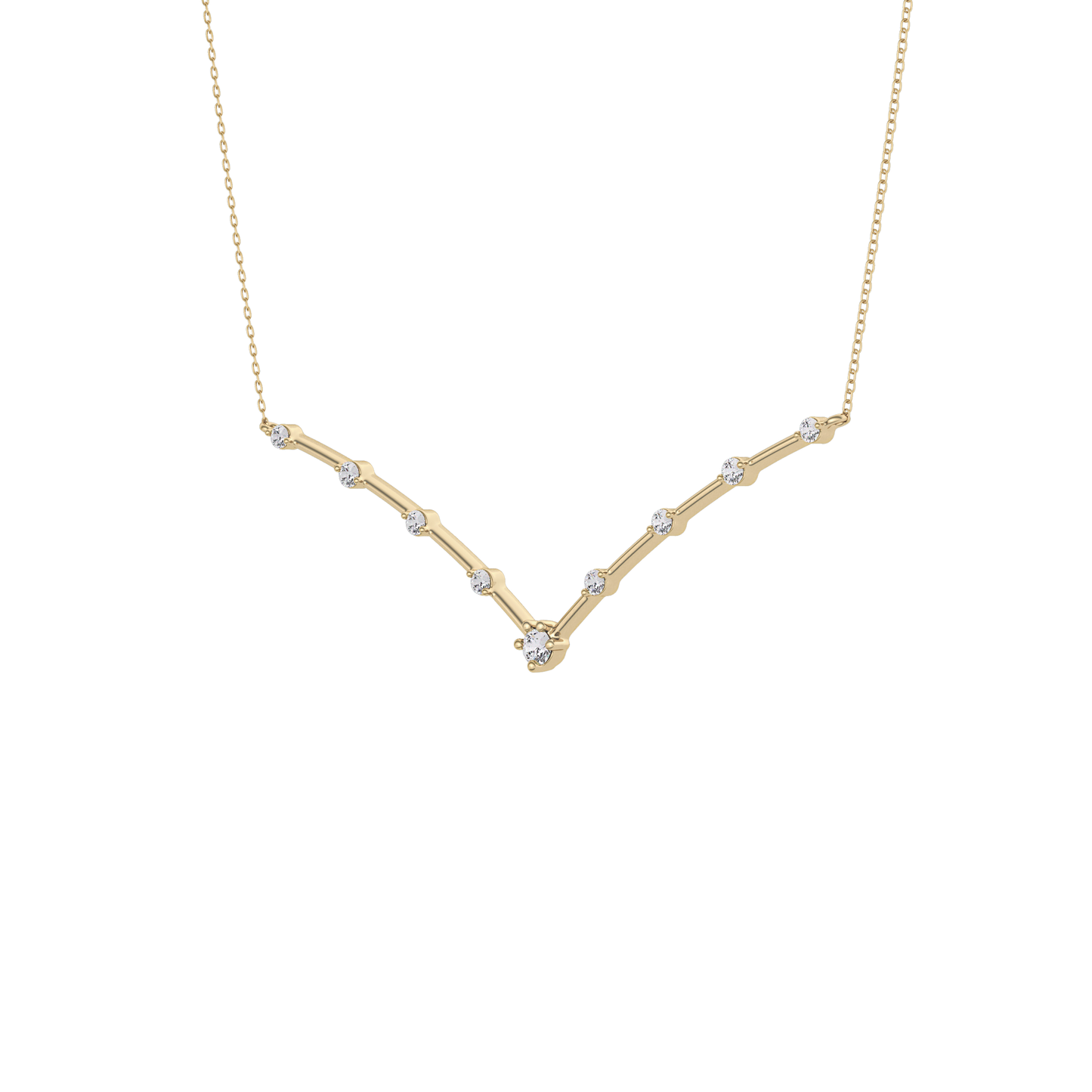 0.33 TCW Round Lab Grown Diamond Multi Stone V-Shaped  Necklace