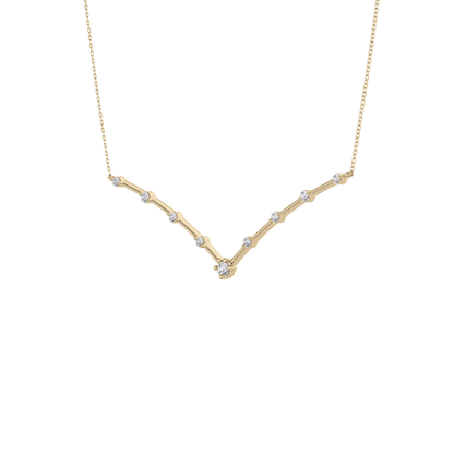 0.33 TCW Round Lab Grown Diamond Multi Stone V-Shaped  Necklace