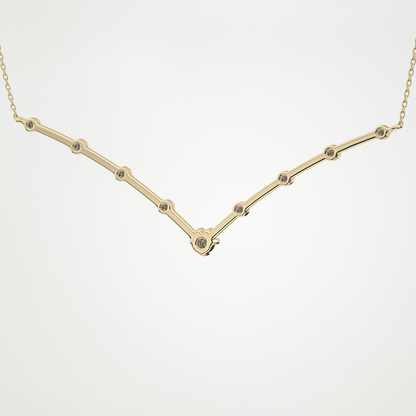 0.33 TCW Round Lab Grown Diamond Multi Stone V-Shaped  Necklace