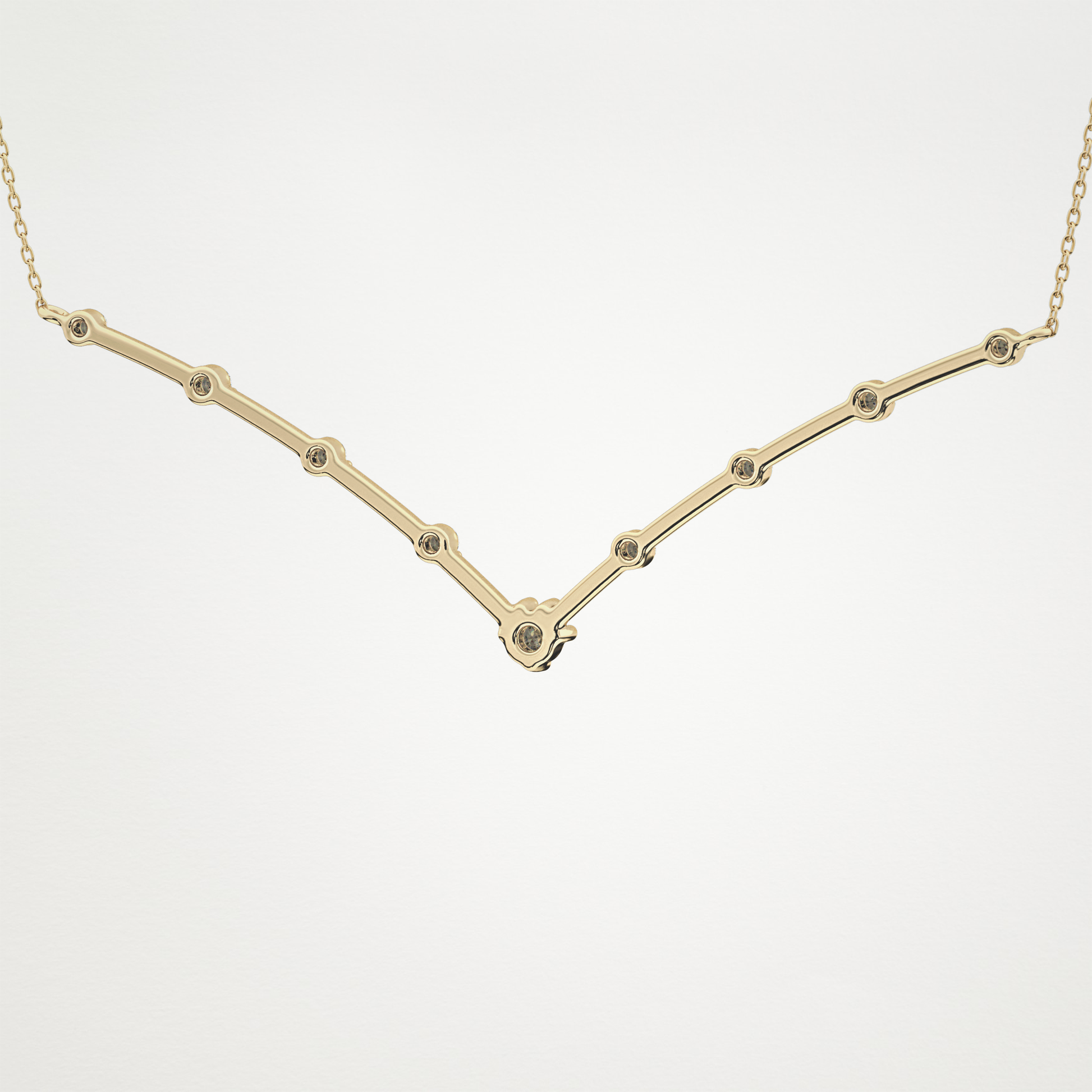 0.33 TCW Round Lab Grown Diamond Multi Stone V-Shaped  Necklace