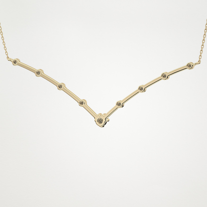 0.33 TCW Round Lab Grown Diamond Multi Stone V-Shaped  Necklace