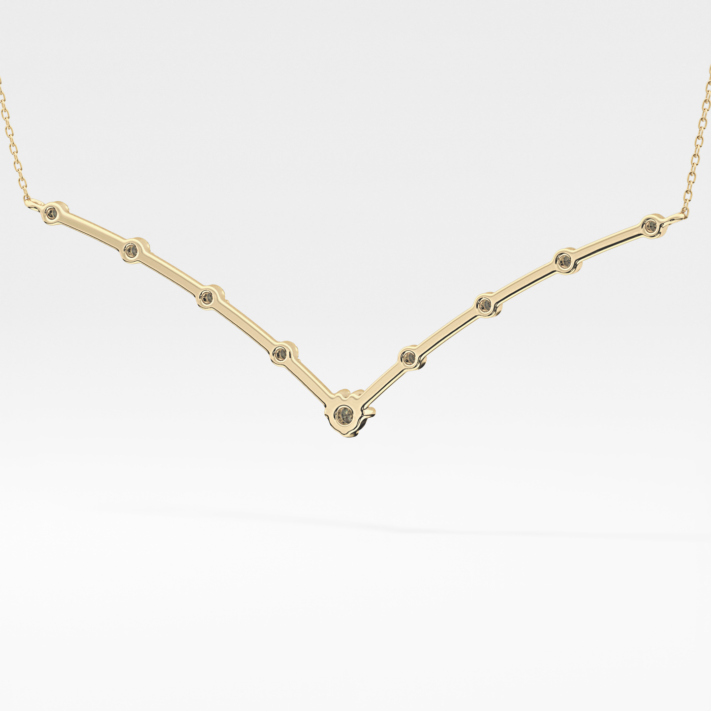 0.33 TCW Round Lab Grown Diamond Multi Stone V-Shaped  Necklace