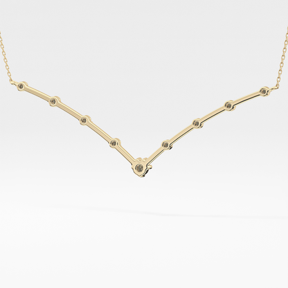 0.33 TCW Round Lab Grown Diamond Multi Stone V-Shaped  Necklace