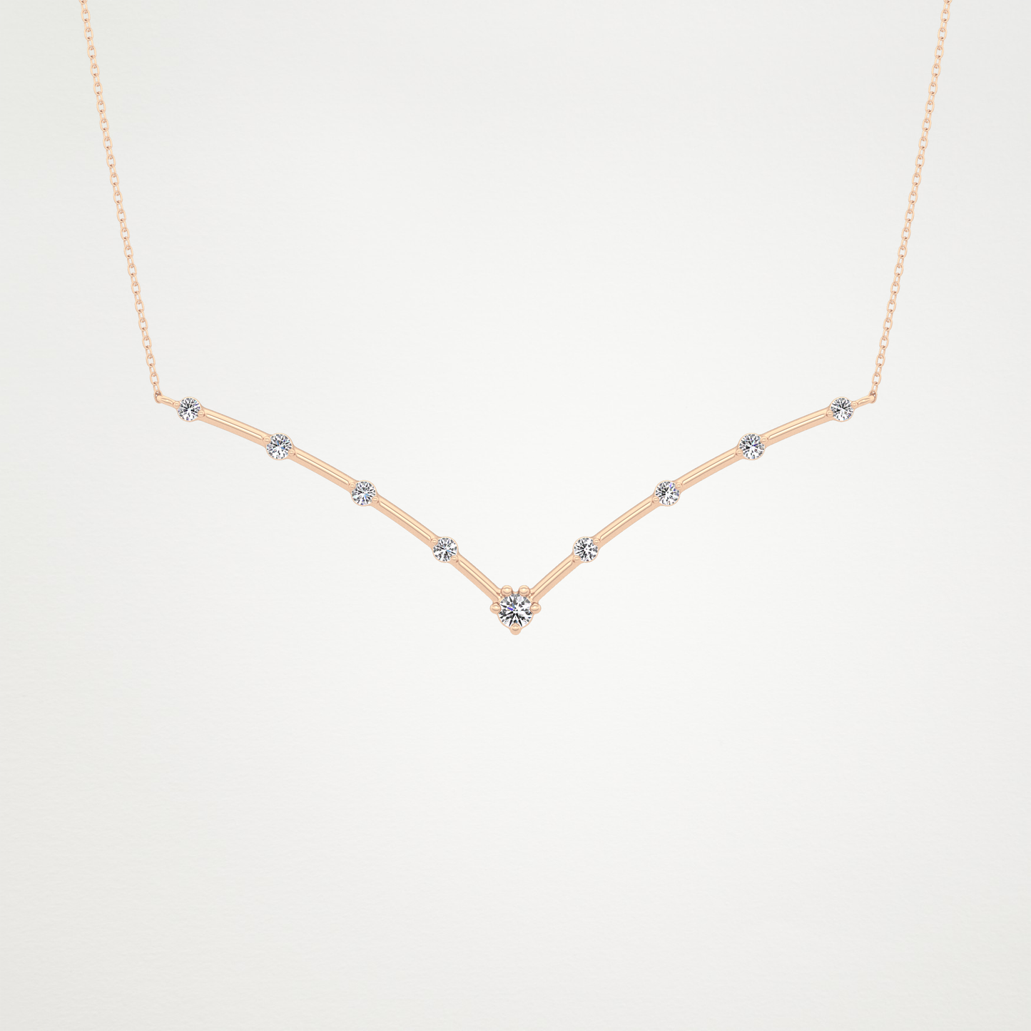 0.33 TCW Round Lab Grown Diamond Multi Stone V-Shaped  Necklace