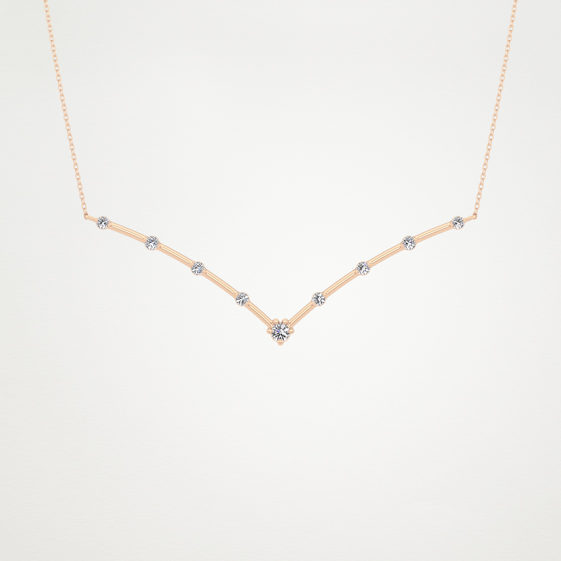 0.33 TCW Round Lab Grown Diamond Multi Stone V-Shaped  Necklace