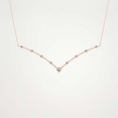 0.33 TCW Round Lab Grown Diamond Multi Stone V-Shaped  Necklace